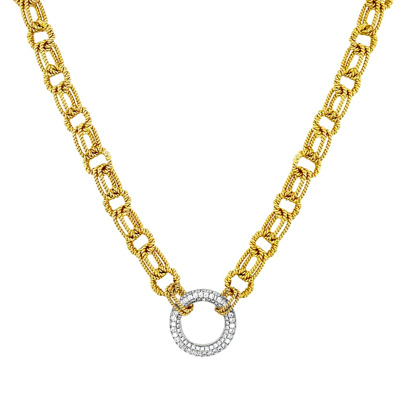 Produced by award winning Italian designer Stefano Vitolo. Stefano creates custom artisanal one of a kind jewelry with excellent gemstones in a truly old world Italian craftmanship.
These handcrafted necklace have 0.56 total carat weight of F/G