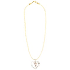 18 Karat Heart Necklace with a Crystal Heart Pendant 18 Karat Heart Necklace with a Crystal Heart Pendant