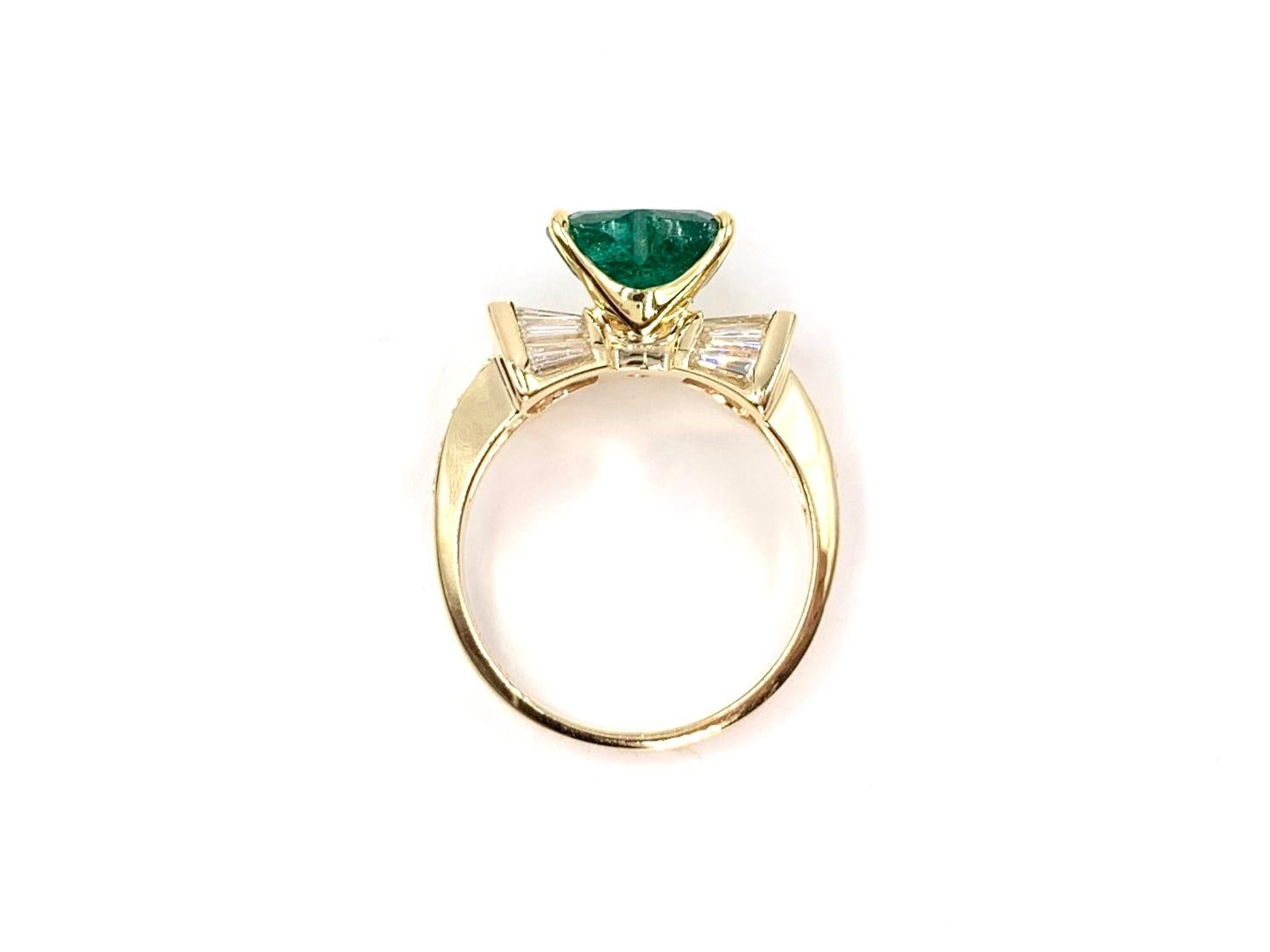Heart Cut 18 Karat Heart Shape Emerald and Diamond Ring For Sale