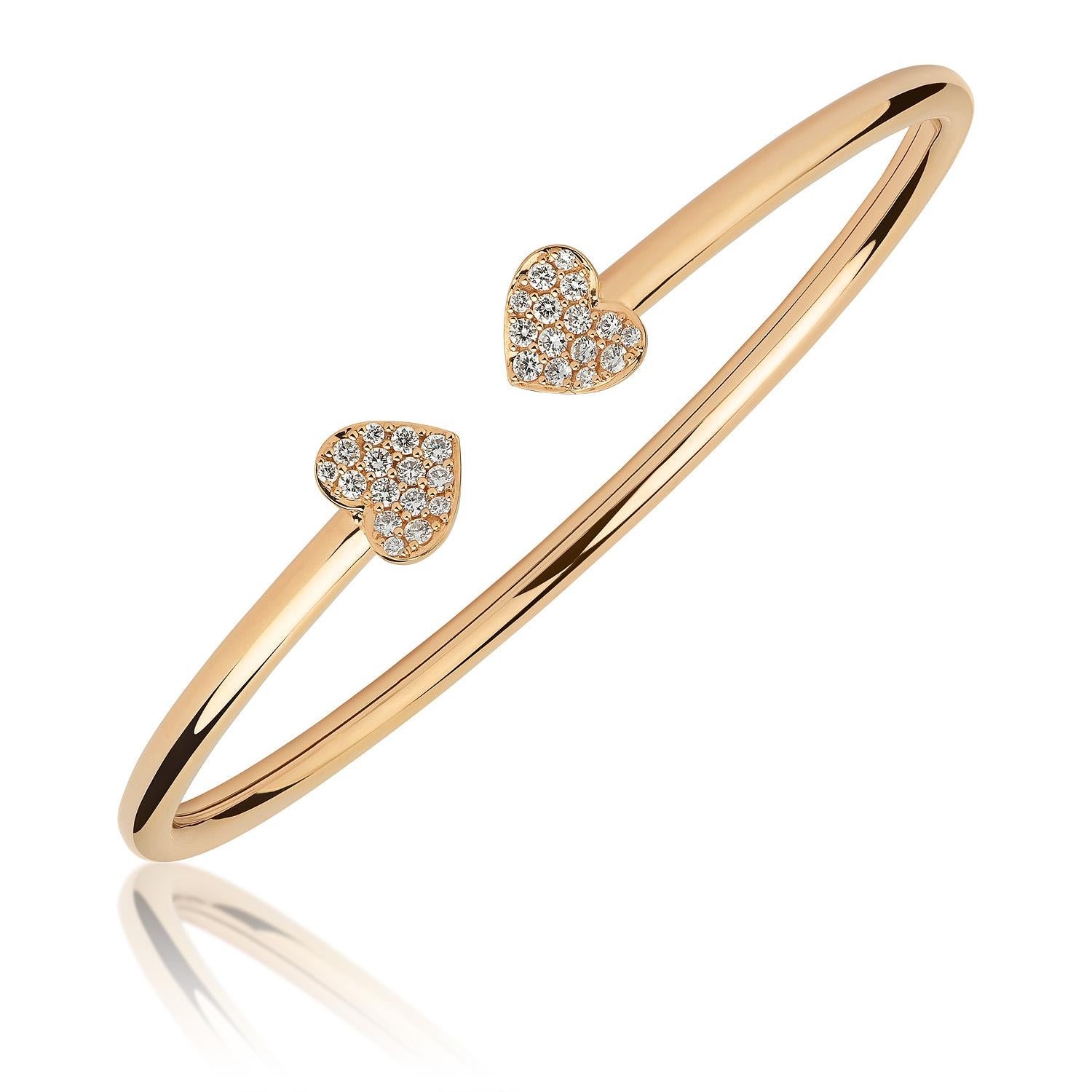 Armband/Armband aus 18 Karat Herz- und Roségold mit Vs Gh Diamanten (Zeitgenössisch) im Angebot