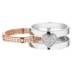 18 Karat Hearts White and Pink Gold Ring with Vs Gh Diamonds