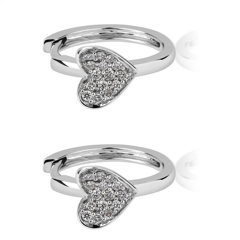 Contemporary 18 Karat Hearts White Gold Earring with Vs Gh Diamonds For Sale