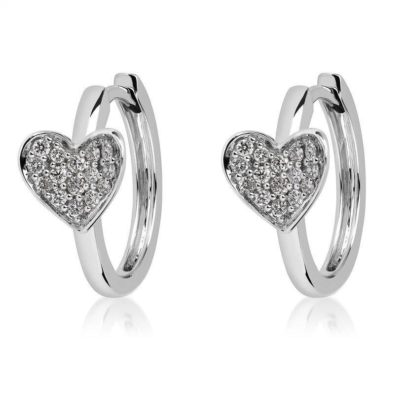 18 Karat Hearts White Gold Earring with Vs Gh Diamonds In New Condition For Sale In New York, NY