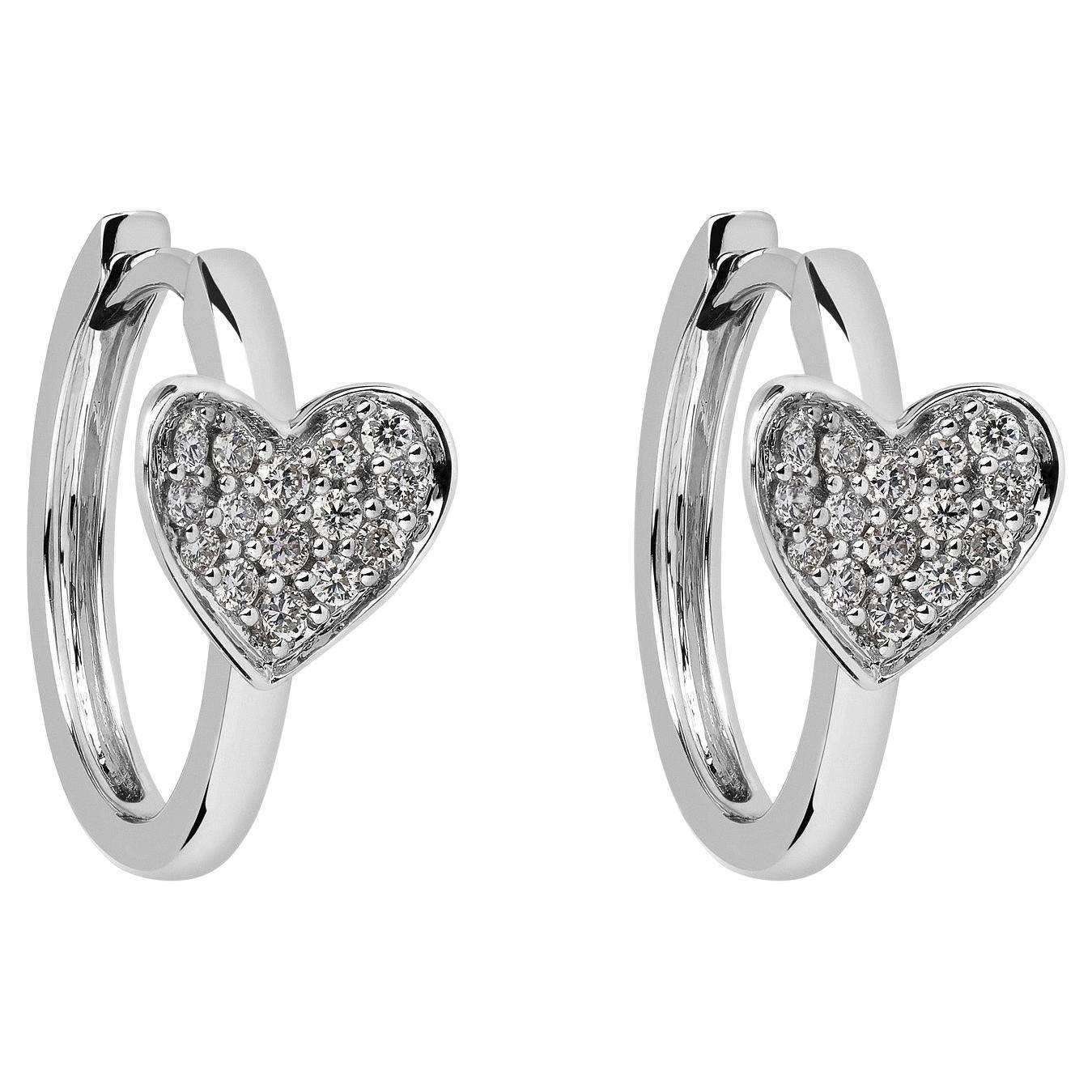 18 Karat Hearts White Gold Earring with Vs Gh Diamonds