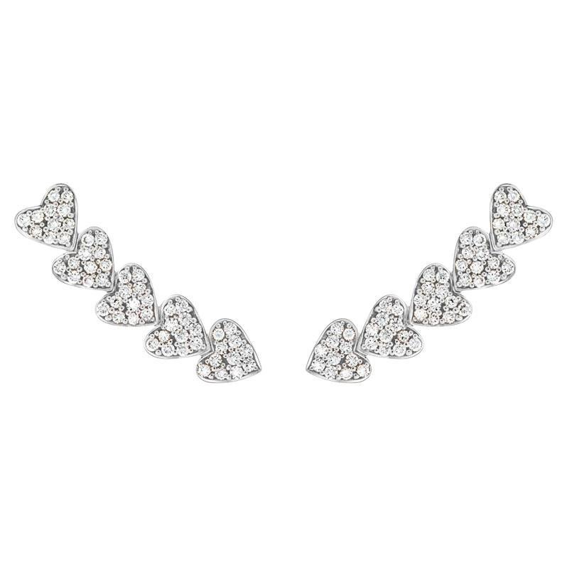 18 Karat Hearts White Gold Earring With Vs-Gh Diamonds For Sale
