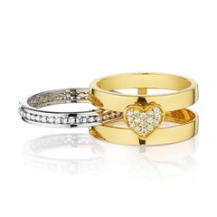 18 Karat Herz-Ring aus Gelb- und Weißgold mit Vs Gh Diamanten