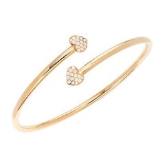 18 Karat Hearts Yellow Gold Bracelet/Bangle with Vs Gh Diamonds