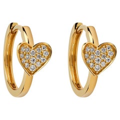 18 Karat Hearts Yellow Gold Earring With Vs-Gh Diamonds