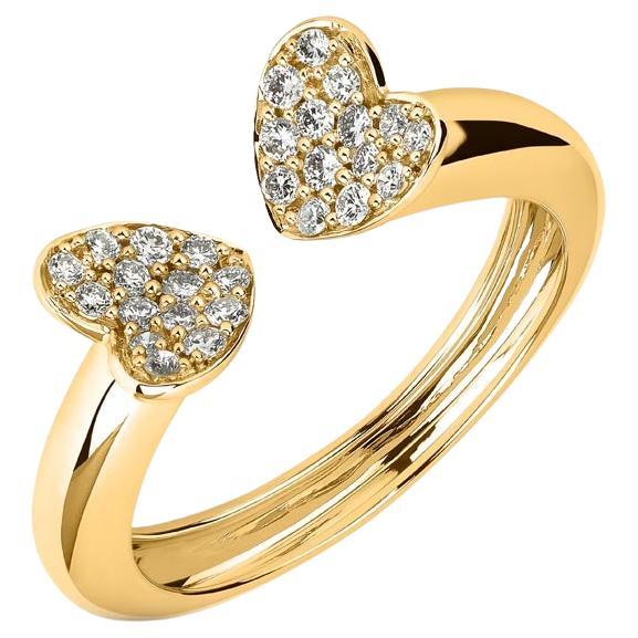 18 Karat Hearts Yellow and White Gold Ring with Vs Gh Diamonds For Sale at 1stDibs