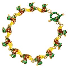 18 Karat Hidalgo Enamel Duck Bracelet