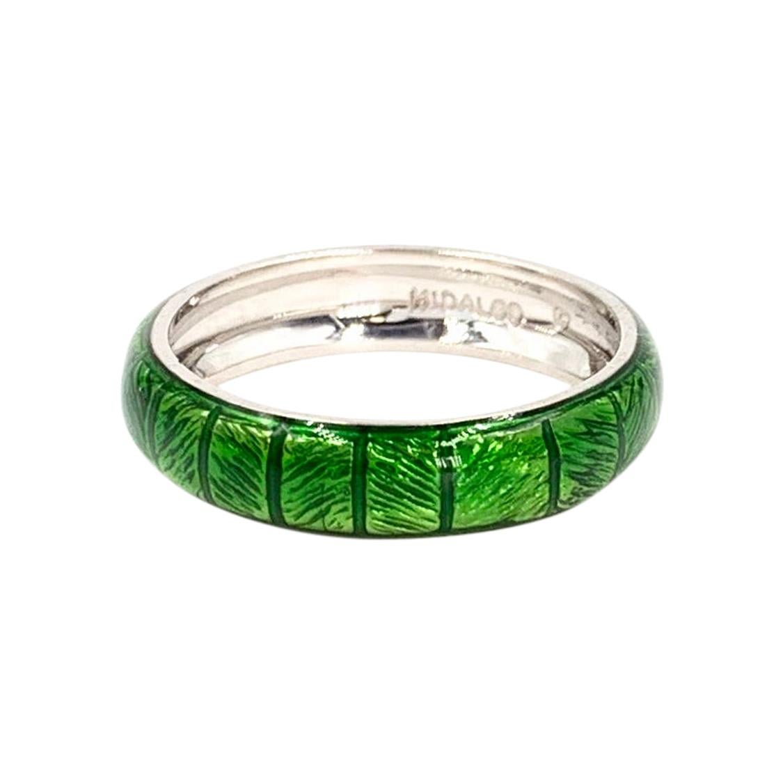 18 Karat Hidalgo Green Enamel Band Ring