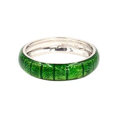 18 Karat Hidalgo Green Enamel Band Ring