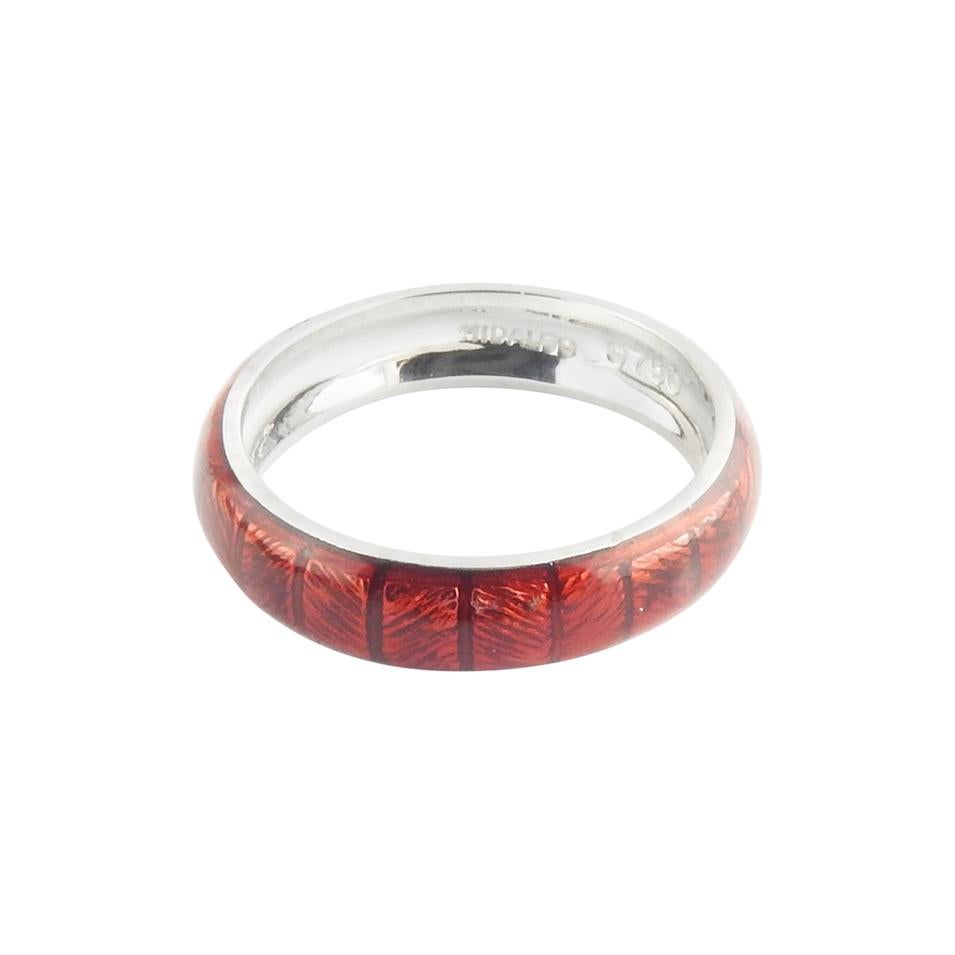 18 Karat Hidalgo White Gold and Red Enamel Ring