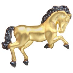 18 Karat Horse Pin .40 Carat Diamonds*