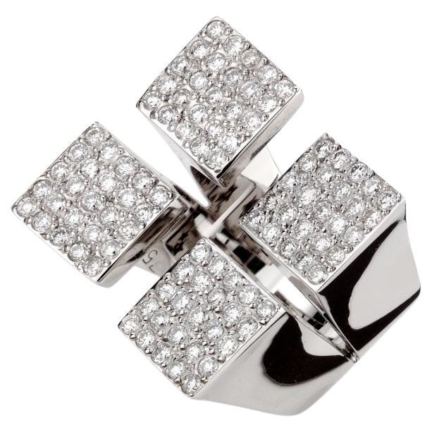 For Sale:  18 Karat Hueb Classics White Gold Ring with Vs-Gh Diamonds
