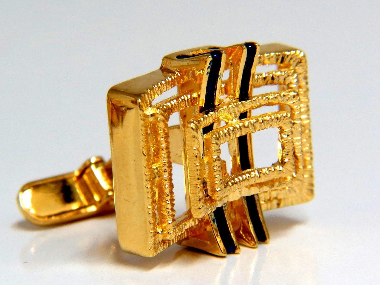 Amazing detail 

Open Concave Mod Deco Cufflinks

Gorgeous detail.

19 grams.

18kt. yellow gold

Top diameter: 21 x 23mm

Solid, perfect for daily wear.