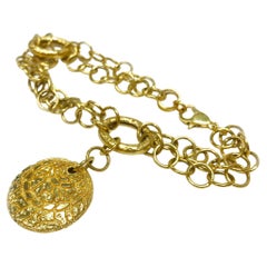 Yellow Gold Italian Charm Link Bracelet