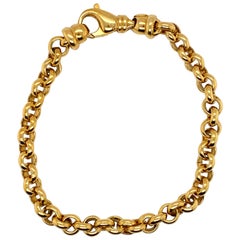 18 Karat Italian Gold Link Bracelet with Lobster Clasp