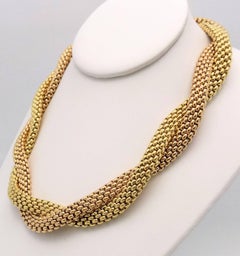 18 Karat Italian Yellow and Rose Gold Panther Link Necklace by Fope