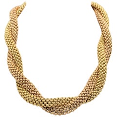 18 Karat Italian Yellow and Rose Gold Panther Link Necklace by Fope
