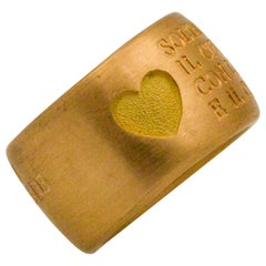 18 Karat Italian Yellow Gold French Quote with Heart Ring