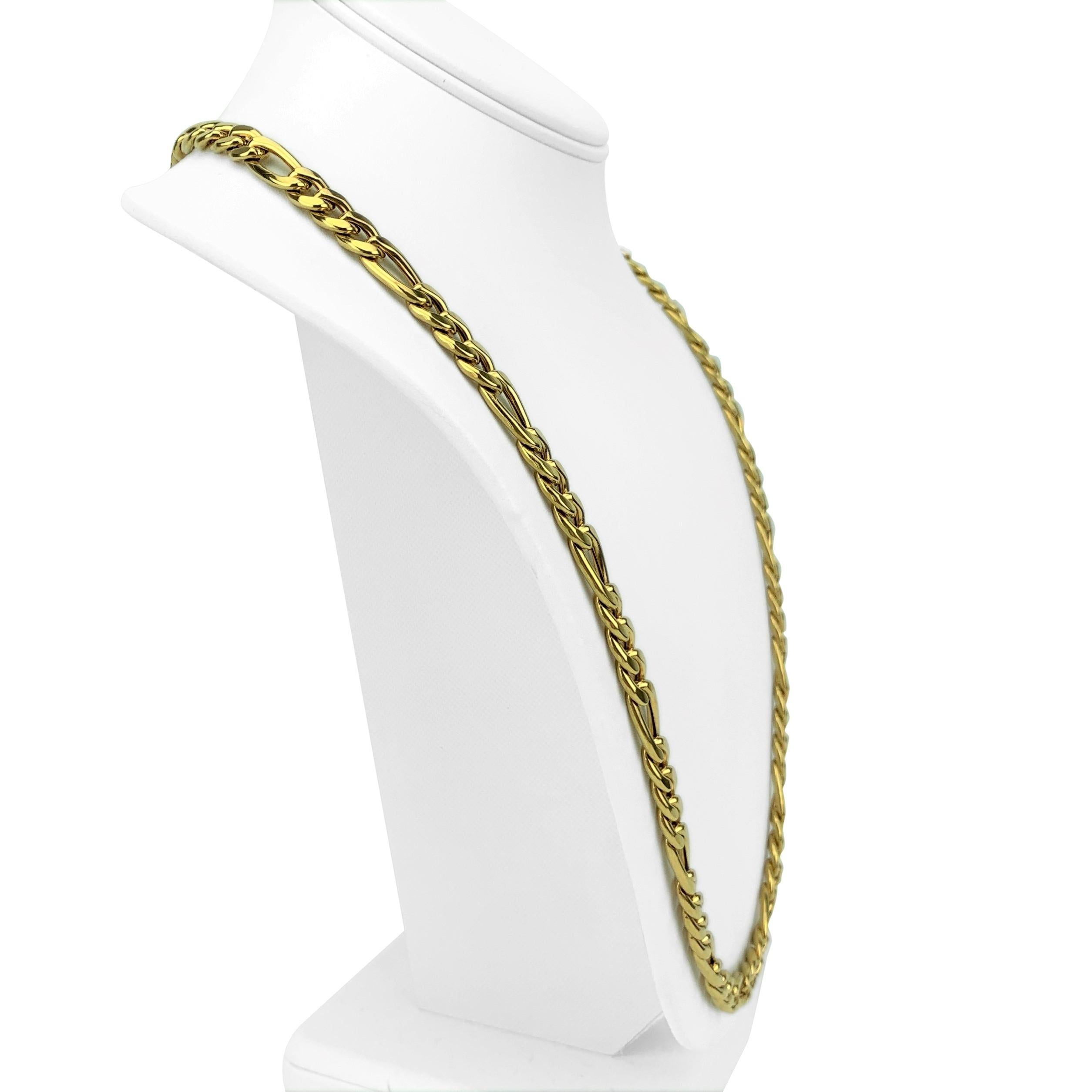 18k Italian Yellow Gold 66.7g Heavy Hollow 8mm Figaro Link Chain Necklace 31