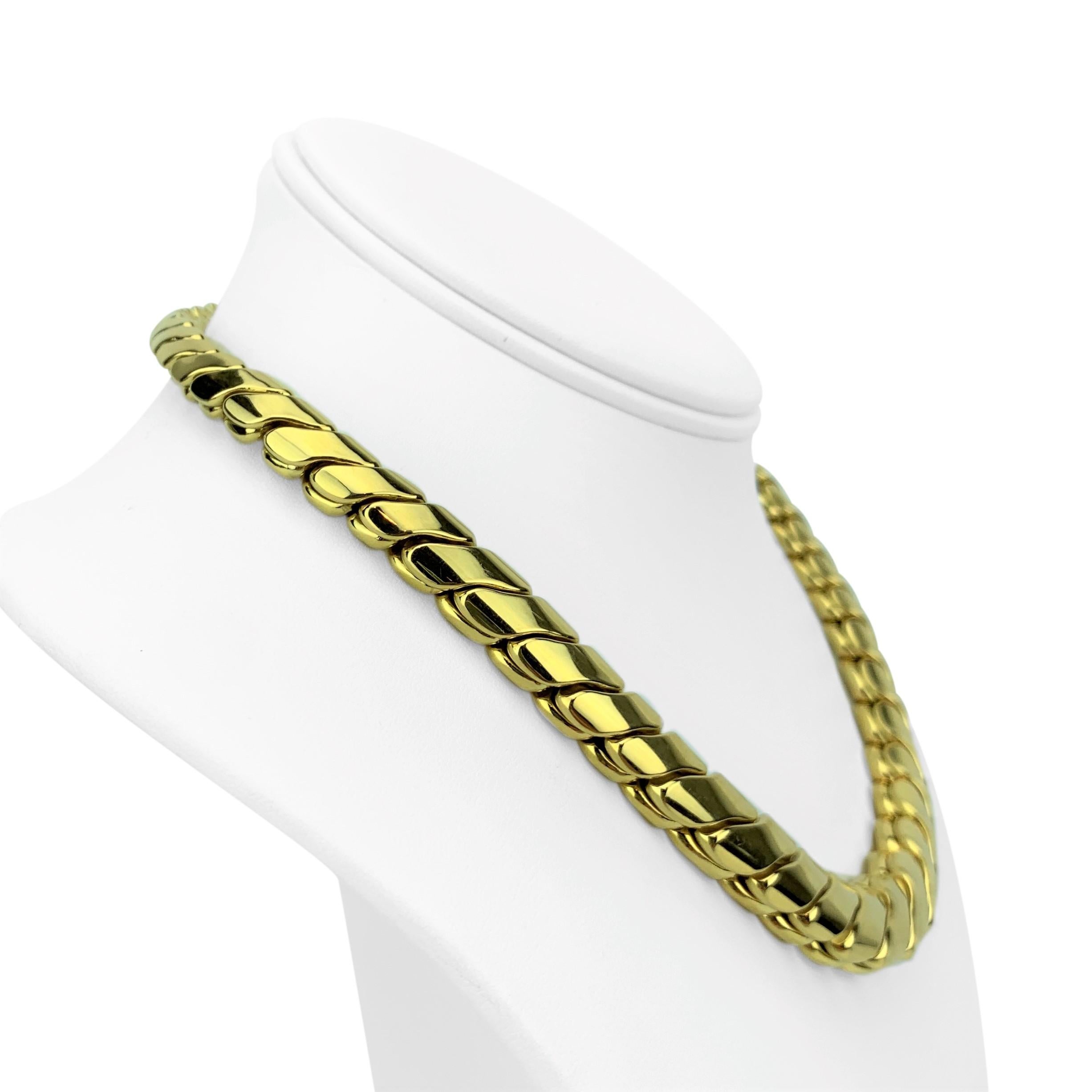 18k Italian Yellow Gold 75g Polished Graduated Snake Link Chain Necklace 17