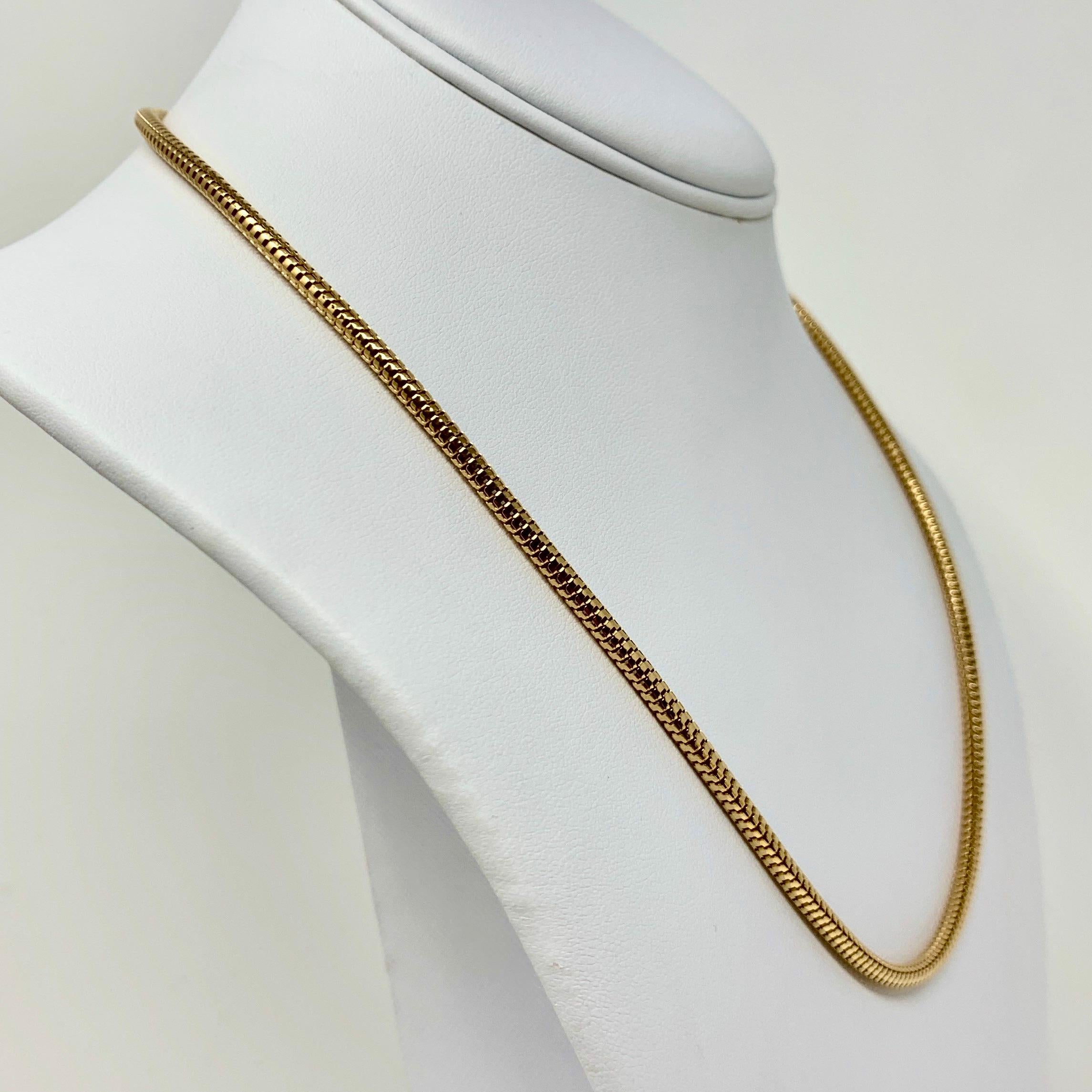 18k Italian Yellow Gold 3mm Snake Link Chain Necklace UnoAErre Italy 19.5