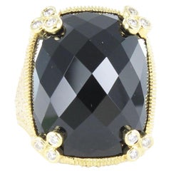 Vintage  Judith Ripka 5.0 Carat Diamond and Topaz Ring in 18 Karat