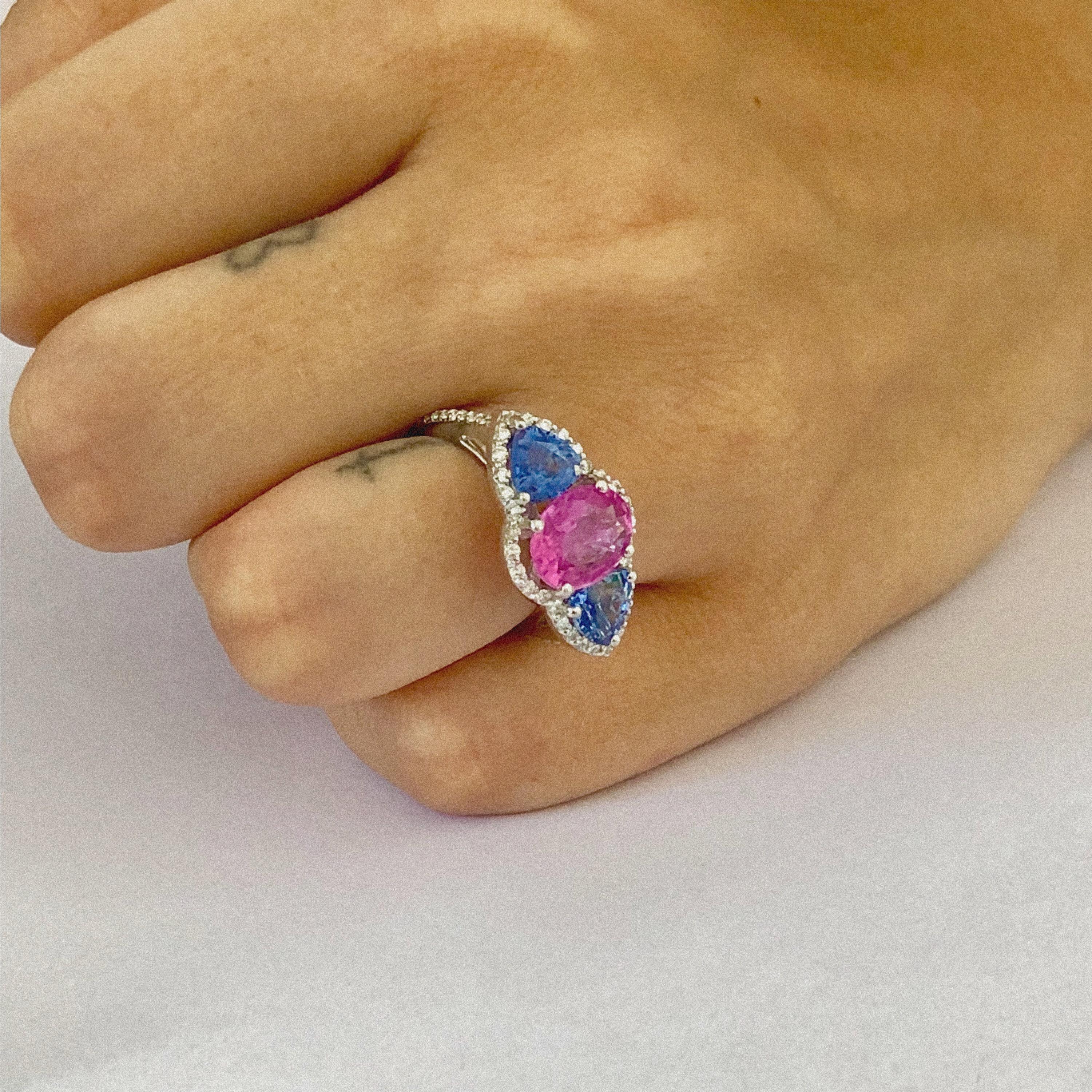 pink and blue rings