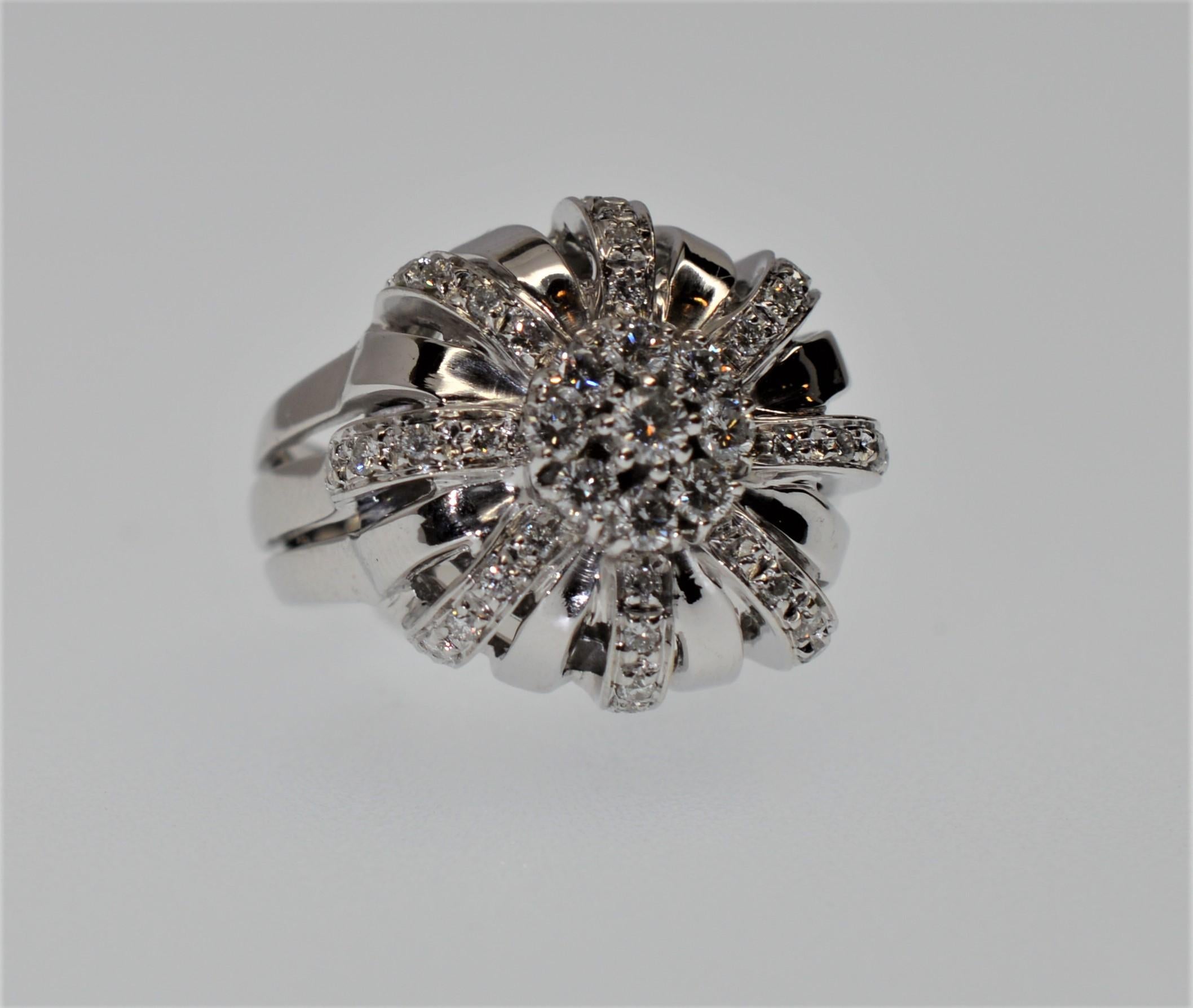 Modern 18 Karat Koesia White Gold & Diamond Crown Cocktail Ring For Sale