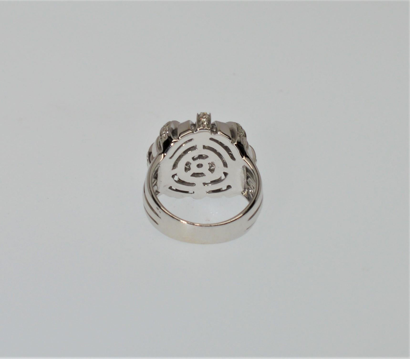 18 Karat Koesia White Gold & Diamond Crown Cocktail Ring In Excellent Condition For Sale In Mount Kisco, NY