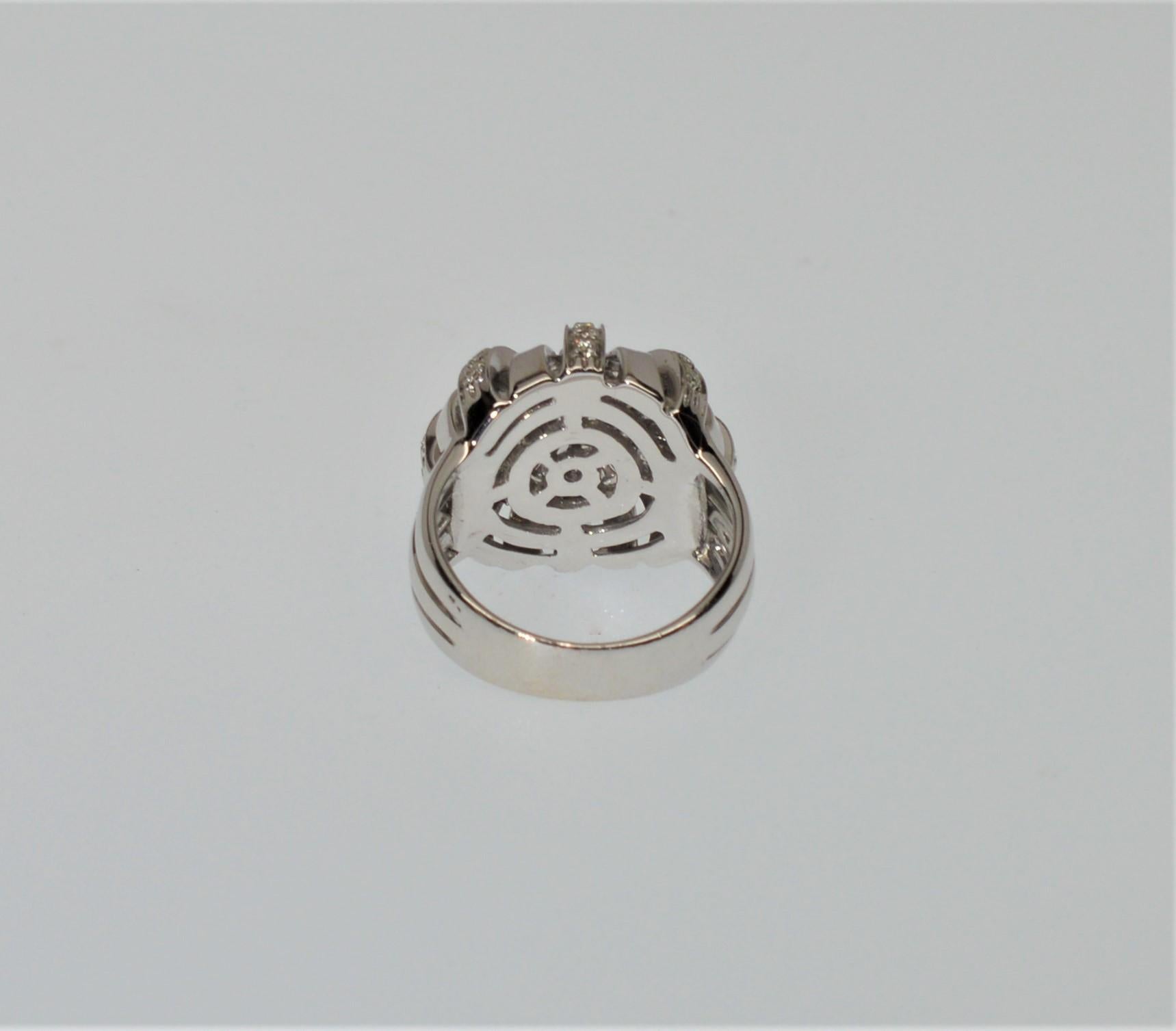 Modern 18 Karat Koesia White Gold & Diamond Crown Cocktail Ring For Sale