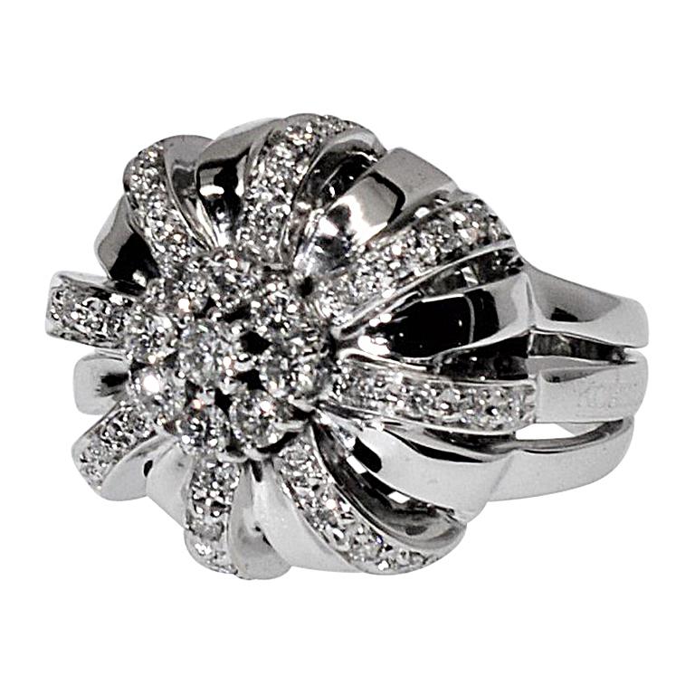 18 Karat Koesia White Gold & Diamond Crown Cocktail Ring