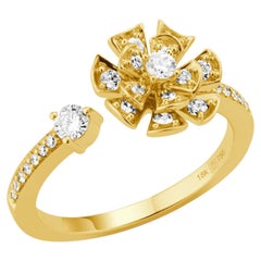 18 Karat Labyrinth Yellow Gold Ring with Vs Gh Diamonds