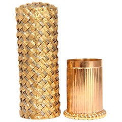 Vintage 18 Karat Ladies 3D Weave Gold Lipstick Case