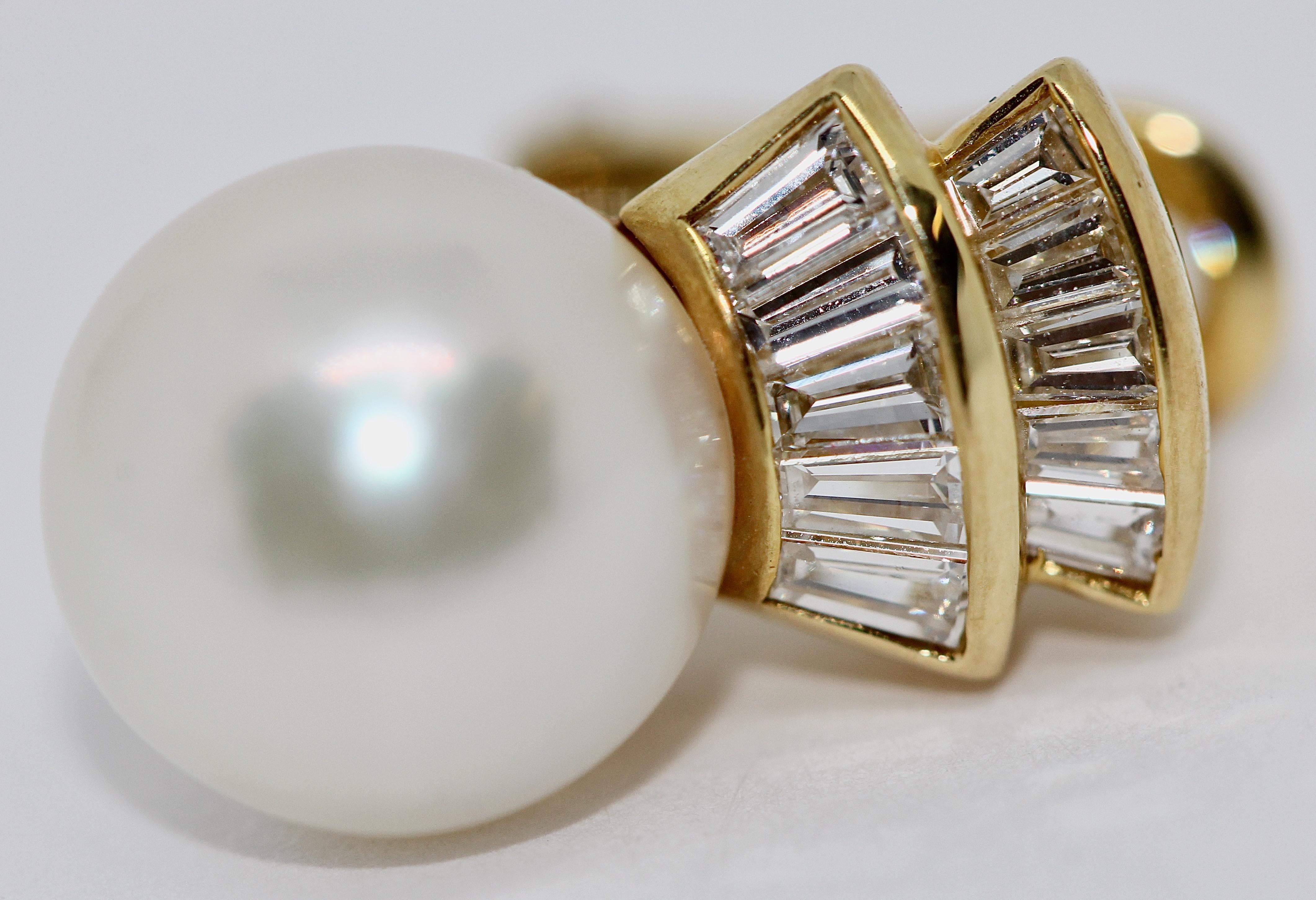 18 Karat Damen-Gold-Ohrringe mit 20 Diamanten und Perlen, von Wempe im Zustand „Gut“ im Angebot in Berlin, DE