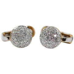 18 Karat Ladies Gold Earrings Set with 70 Diamonds by Wempe