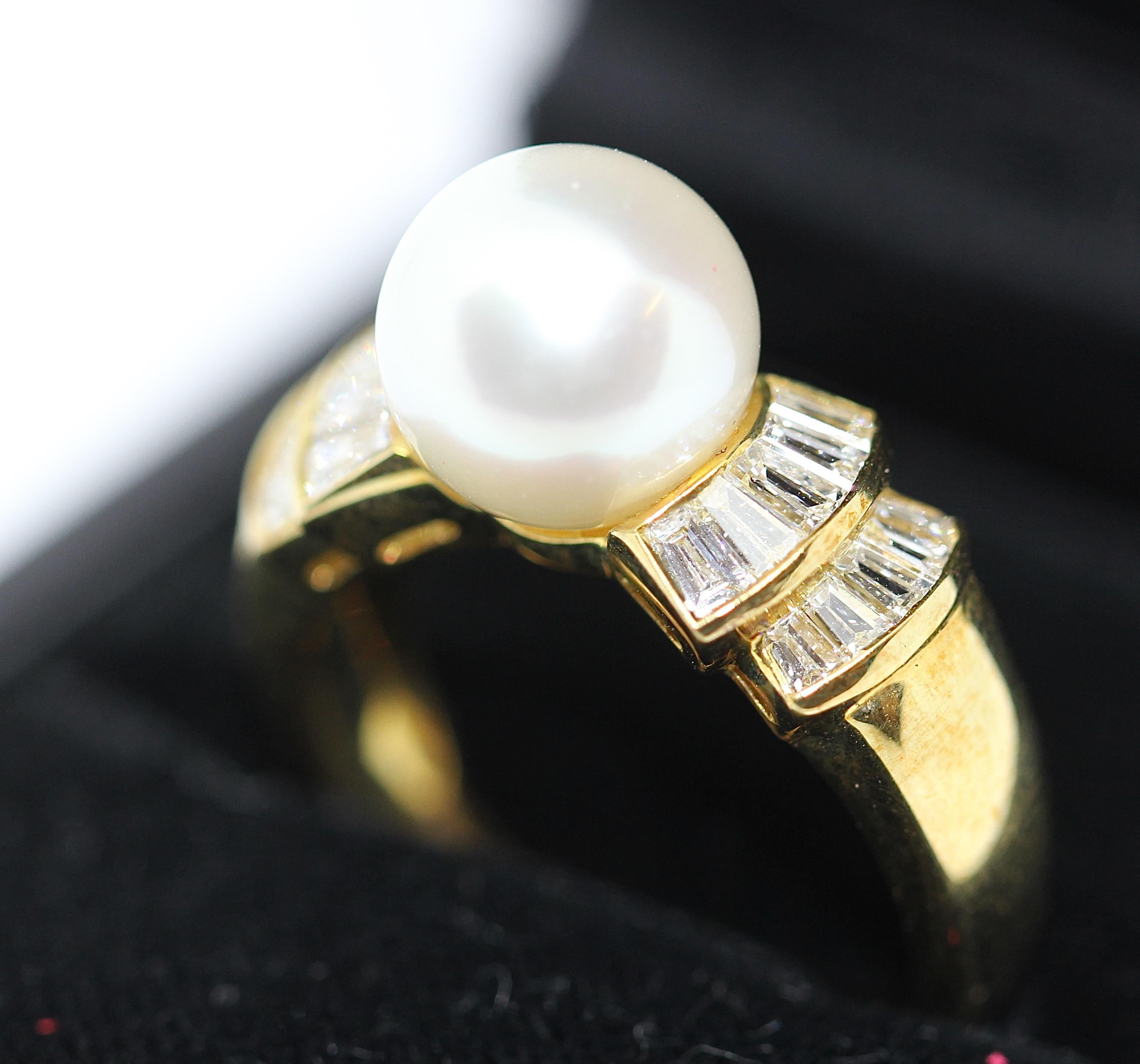 Bague pour femme en or 18 carats sertie de 20 diamants et perles, par Wempe Pour femmes en vente