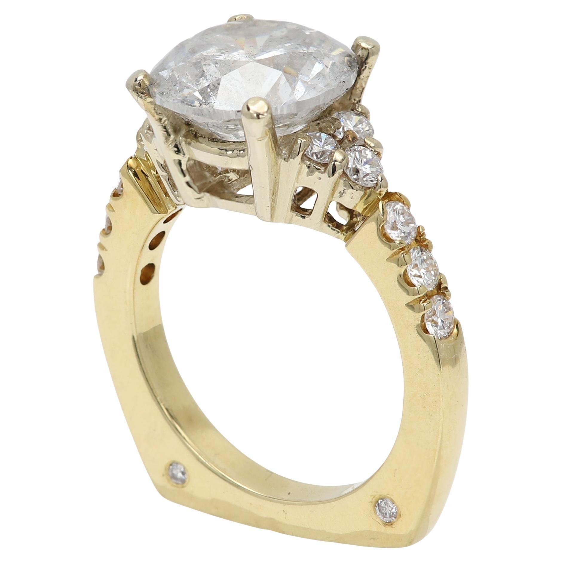 18 Karat Large Diamond Engagement Ring 4.07 Carat Natural Diamond Ring For Sale