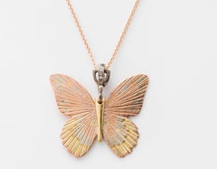 18 Karat Large Goliath Birdwing Butterfly Hinge Necklace