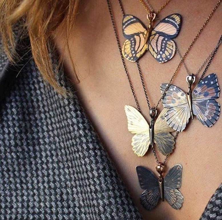 yellow butterfly necklace