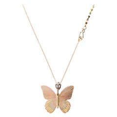 18 Karat Large Goliath Birdwing Butterfly Hinge Necklace