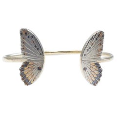 18 Karat Large Goliath Butterfly Open Wing Cuff Bracelet 