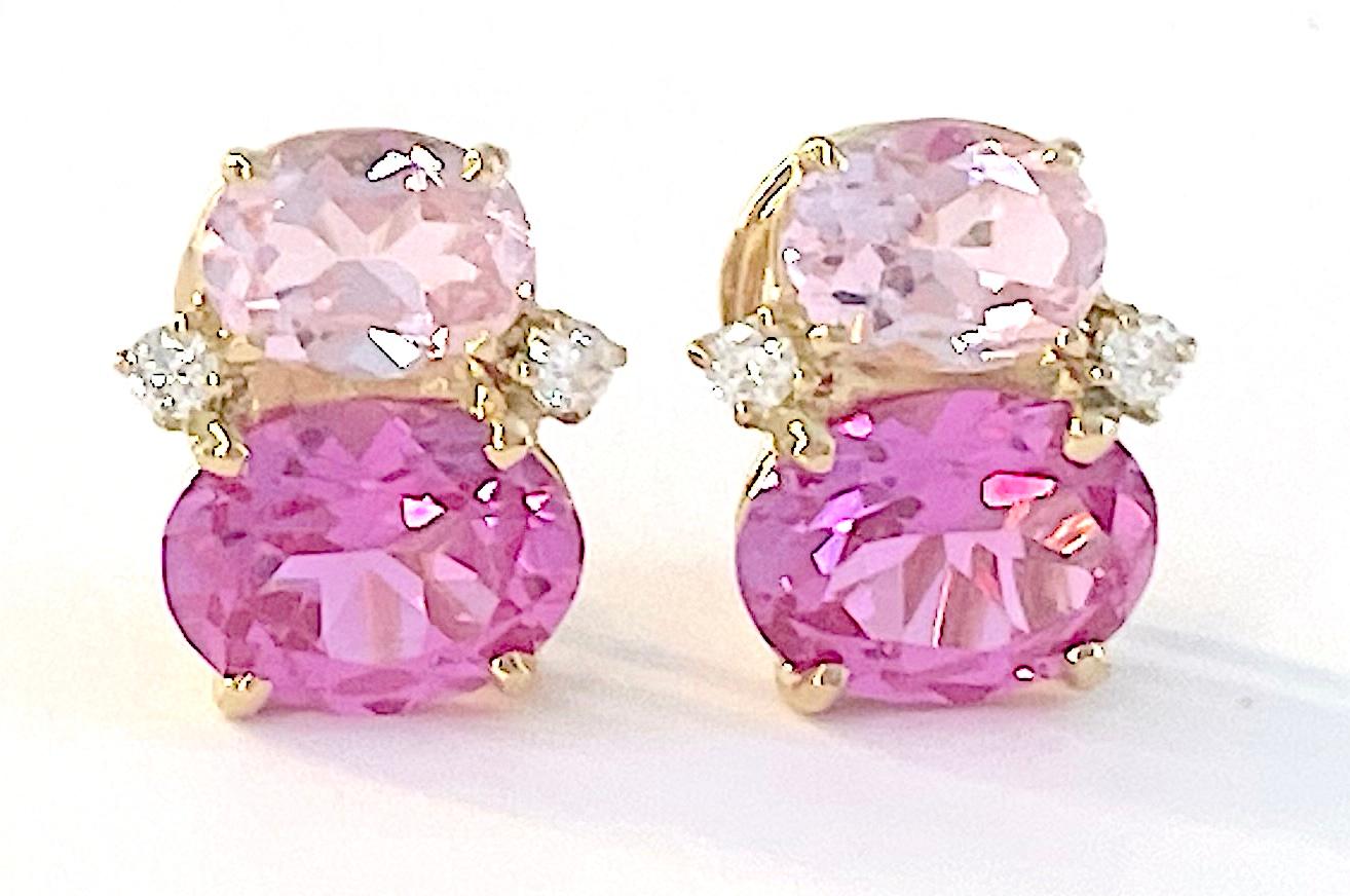 Orecchini a goccia grandi in 18 carati con perla, topazio rosa e diamanti in vendita 5