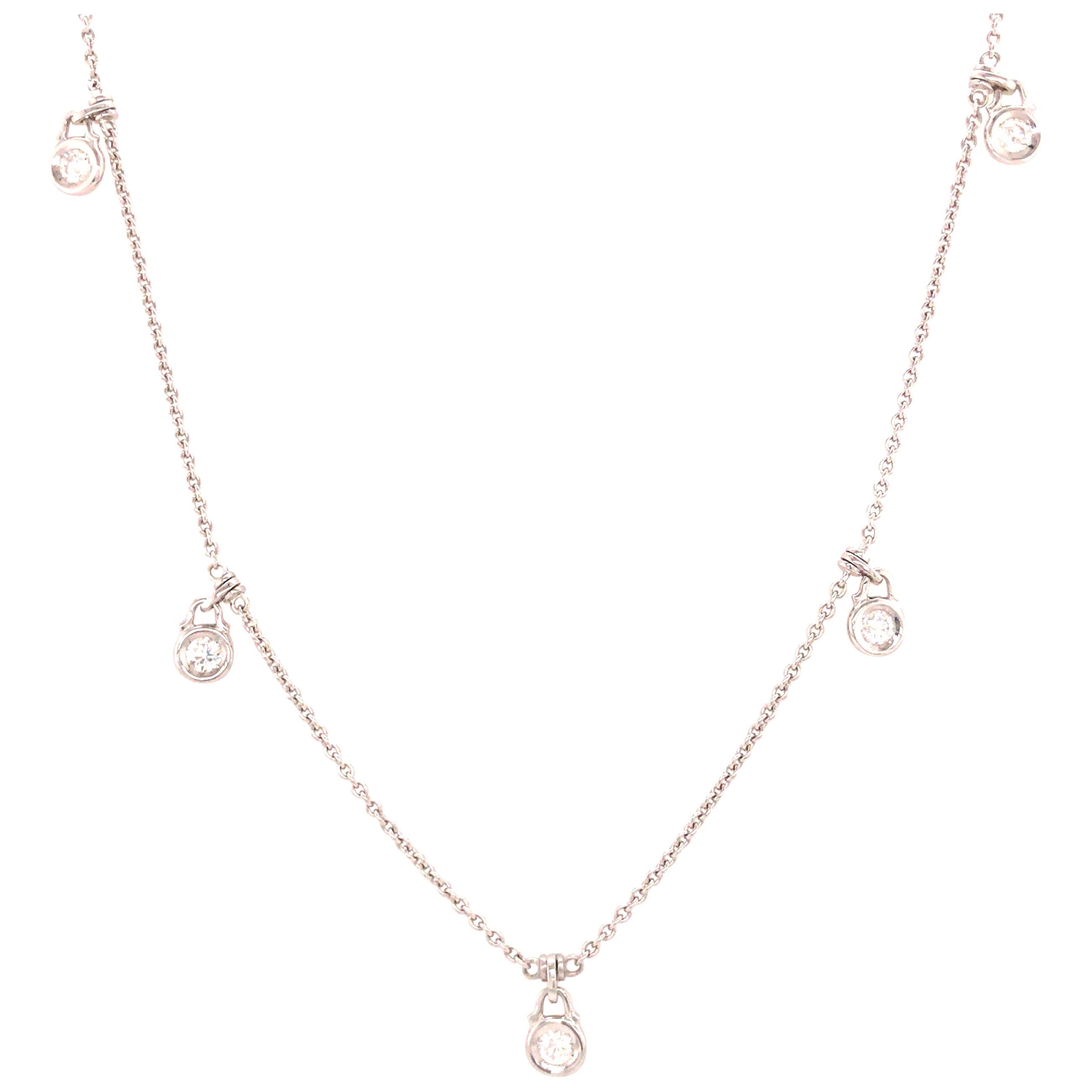 Collar largo de diamantes de 18 quilates con colgantes Oro Blanco