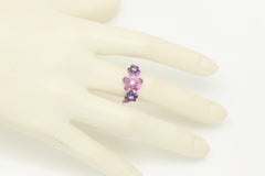 18 Karat Lovely Flower Ring Purple Amethyst and Pink Sapphire natural gemstones