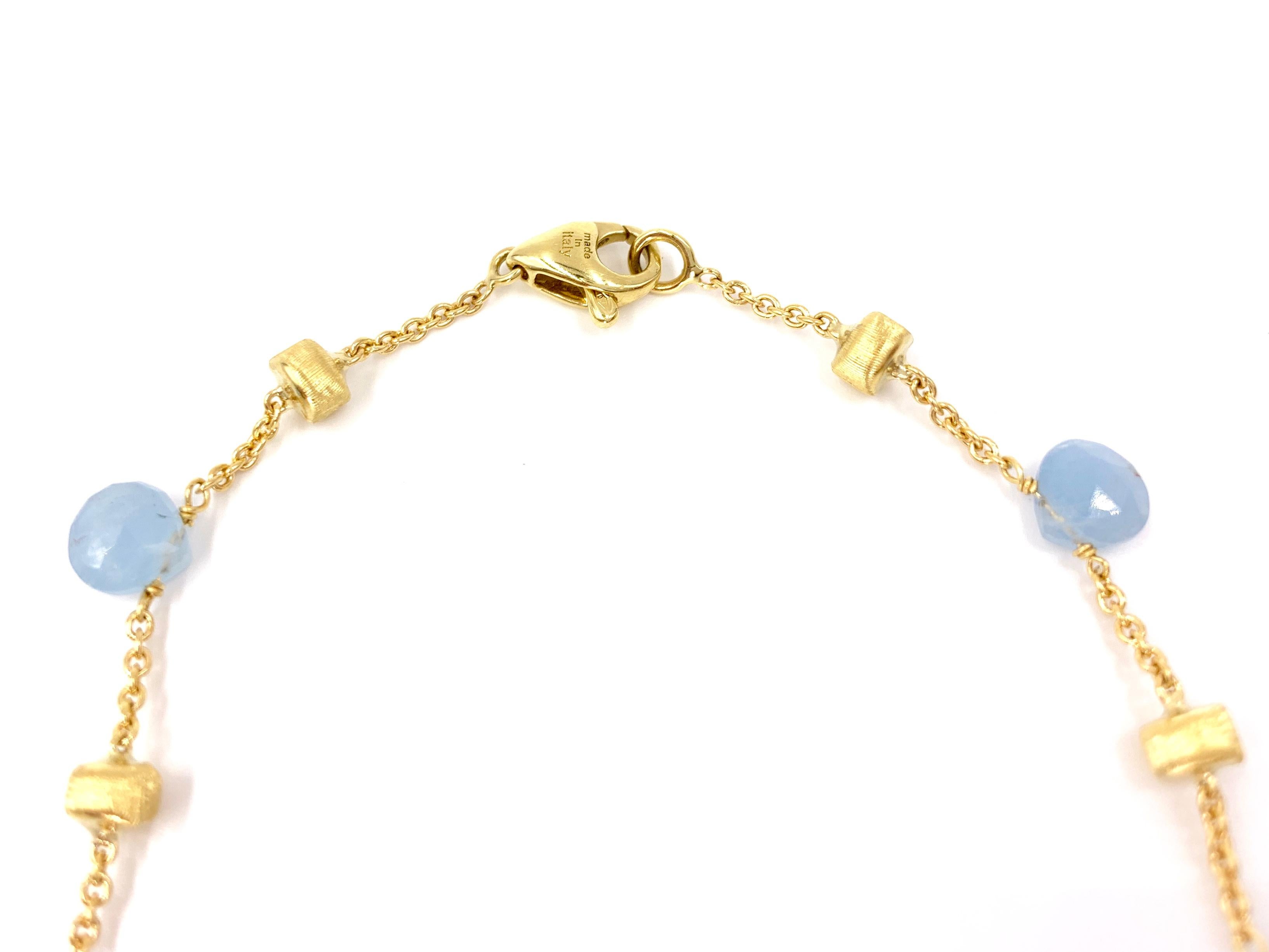 18 Karat Marco Bicego Aquamarine Station Necklace In New Condition In Pikesville, MD