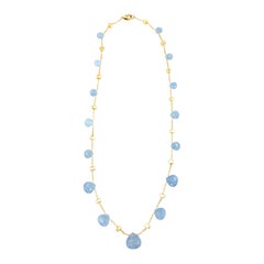 18 Karat Marco Bicego Aquamarine Station Necklace