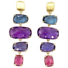18 Karat Marco Bicego Murano Semi Precious Gemstone Drop Earrings